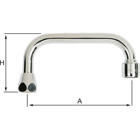 GENERIC-Bec pour robinet à portée plate – Longueur 200 mm – Écrou F 1/2'' – En laiton chromé avec double joint torique