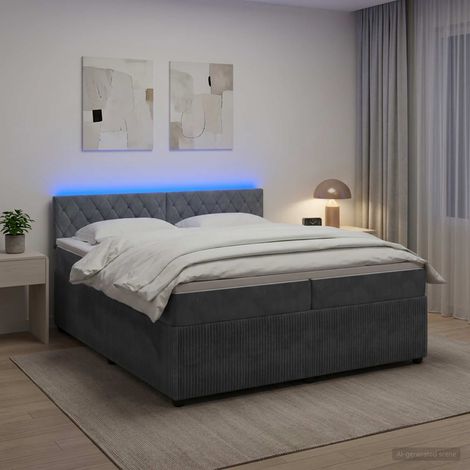 Cama box spring con colchón Gris oscuro 200 x 200 cm Terciopelo (1/5)