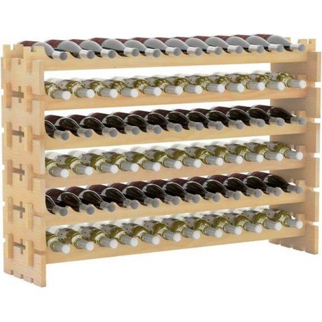 Rangement optimal : Étagère à vin en bois massif, casier 6 niveaux empilables pour 72 bouteilles (1/5)