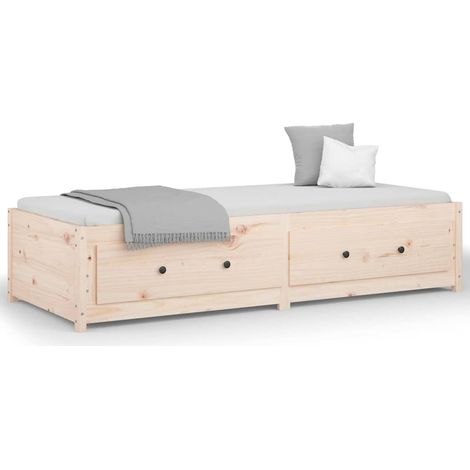 Lit de jour, Lit adulte pour 1 personnes, Assemblage Facile, 75x190 cm Petit simple Bois de pin massif OIB2299E (1/5)