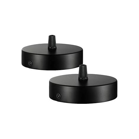 Baldaquin de plafond 100 x 20 mm boîte de jonction métal abat-jour rond à 1 trou rosace de plafond noir mat convient à toutes lampes (1/5)