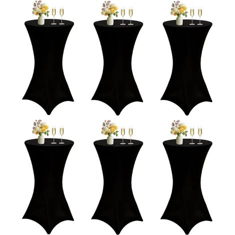 Stehtisch Hussen 6er-Set Schwarz 70x110cm Spandex Stretch Tischdecke für Veranstaltungen