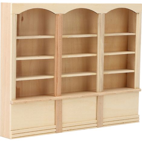 Bibliothèque miniature pour maison de poupée à l'échelle 1:12, meuble miniature, accessoire de jouet, couleur bois. (1/5)