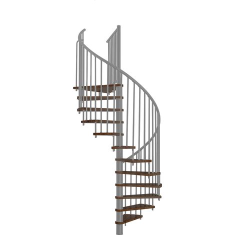 Minka Spindeltreppe Spiral Smart 38 - 305,5cm Geschosshöhe Walnuss Grau 160cm Durchmesser (1/5)