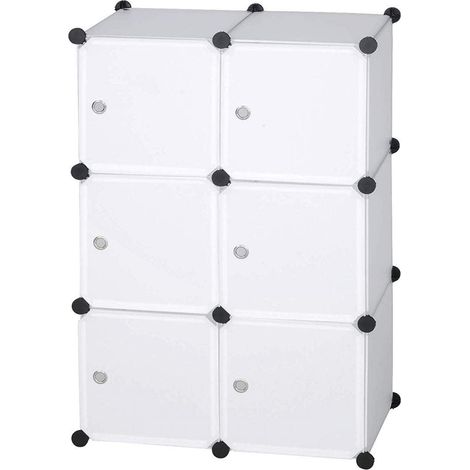 Armario de bricolaje con puerta de plástico 6 puertas blanco 190000378