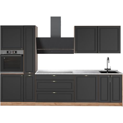 Cucina componibile Fame-Line, Oro-antracite rustico/Rovere dorato, 310 cm, PL Marmo, Vicco (1/5)