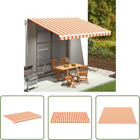 The Living Store Tissu de remplacement pour auvent Jaune et orange 4,5x3 m - Tissus D'ombrage - Auvent De Jardin - Toile D'auvent - Parasol De Jardin - Protection Solaire (1/5)