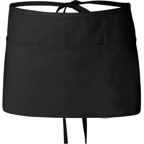 Delantal Ajustable con Bolsillos - Cuello Cruzado Frontal Negro - Para Chef y Servicio en Restaurante Bar Café - Talla Corta (1/5)