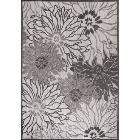 Tapis extérieur kilim 120x170 gris clair rectangle CHIMEKA