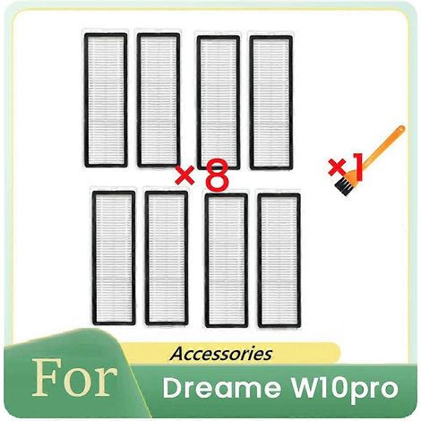 Lot de 9 filtres HEPA avec brosse de nettoyage pour aspirateur robot Dreame W10pro - Pièces de rechange (1/5)