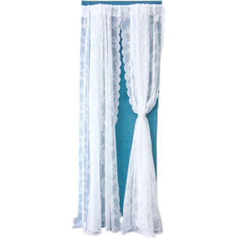 Lange, florale Spitzengardinen [2 Stück] – Weiß – Maße: 1,5 m x 1,5 m / 1,8 m / 2 m / 2,3 m / 2,5 m – Pflegeleicht und leicht