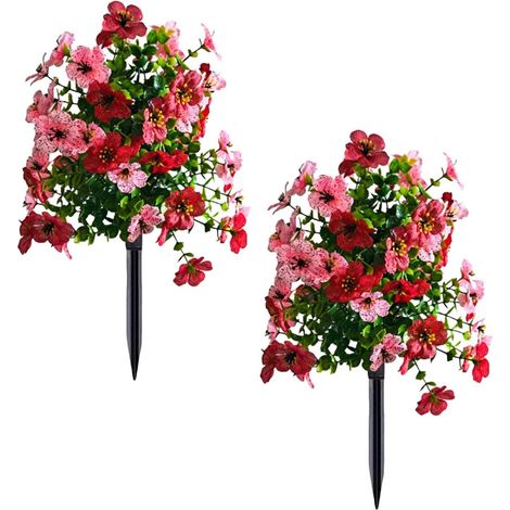 Fleurs artificielles avec piquet de sol 2 Pièces De Jardin Résistante Aux Fleur Artificielle Imperméable Pour Jardin Cour Pelouse Terrasse Maison Balcon Intérieur Et Pour (1/5)