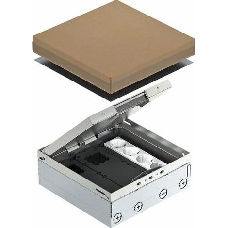 OBO Bettermann Bodentank komplett zwei 2fach VDE-Steckdose Edelstahl, rostfrei A2 1.4301, 7427300 (1/5)