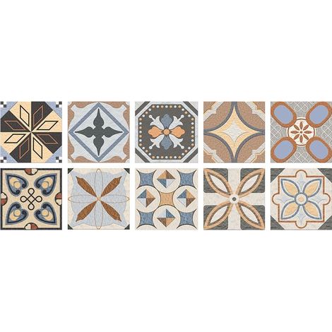 Juego de 10 pegatinas autoadhesivas para azulejos 20 x 20 cm, pegatinas azulejos PVC impermeables, papel tapiz decorativo pared resistente aceite (1/5)