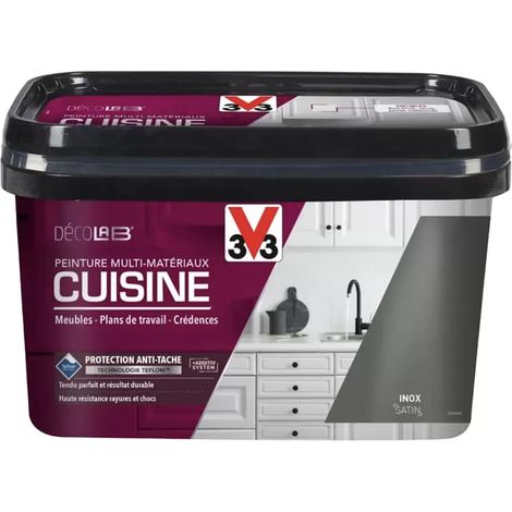 V33 – Peinture multi-matériaux anti humidité satin 2 L – Finition inox – Adhérence sur tous matériaux – Antitache et antichoc
