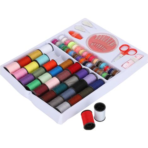 Coffret de couture portable 64 rouleaux, bobines, ciseaux et ensemble d'accessoires d'aiguilles pour la couture à la main et la broderie. (1/5)