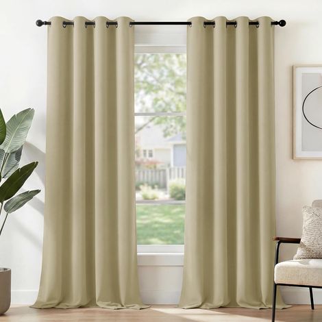 2 Pièces Rideau, Œillets Métalliques, Polyester 230g/m², Isolation Thermique, Salon Chambre