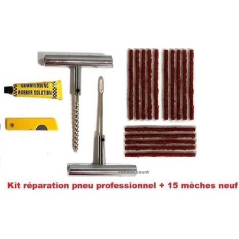 kit reparation pneu professionnel garagiste +15 meches