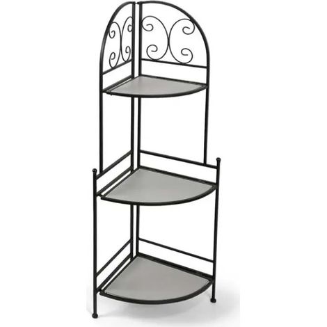 Set 2 scaffali angolari in metallo con 3 ripiani cm 35x35x122h