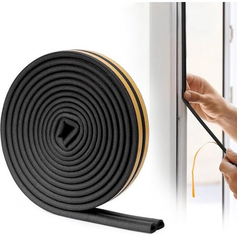 Guarnizione a profilo a D,paraspifferi per porte e finestre con forte adesione,6 metri (nera) (1/2)