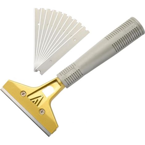 Grattoir industriel avec 10 lames pour le nettoyage du papier peint, des vitres, de la colle et du carrelage. (1/5)