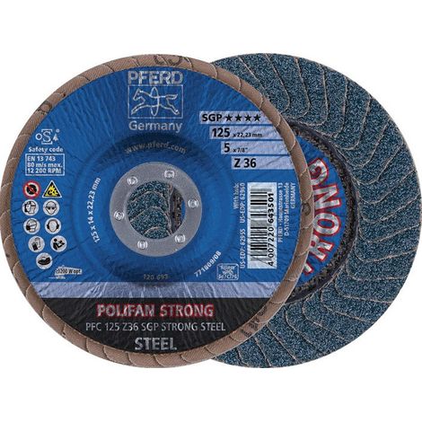 Disco de láminas POLIFAN Z SGP STRONG STEEL D.125 mm granulado 36 cónico IN (Pack de 10)
