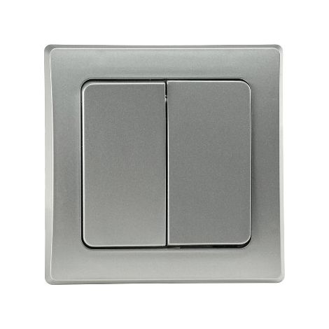 2-fach Serienschalter Unterputz, Silber-Grau, Wandschalter (1/4)