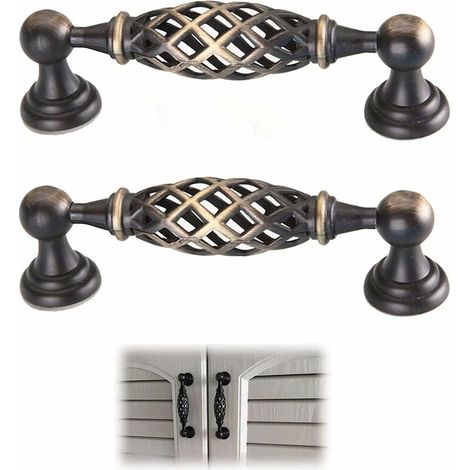 royaluxe - Poignée de Meuble Ancien, Poignee de Meuble Cuisine PoignéE Meuble Cuisine Poignee Meuble De Cuisine Poignée de Porte Poignée Meuble Bronze pour Porte de Tiroir Armoires avec Vis ,(2Pcs,Bro (1/5)