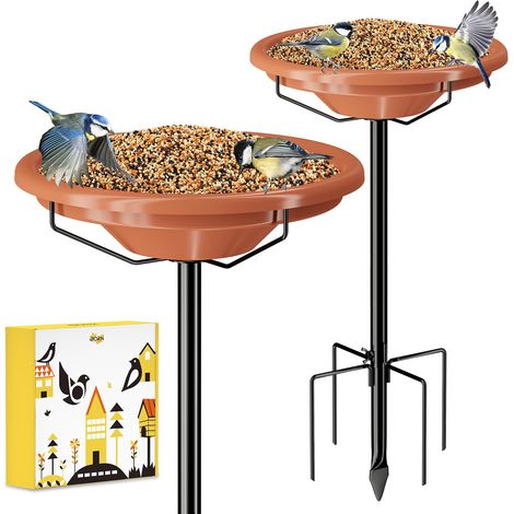 Bain d'oiseaux autoportant de 91,4 cm pour l'extérieur, bain d'oiseaux autoportant de 30,5 cm, bain d'oiseaux avec 3 poteaux réglables en hauteur, bain d'oiseaux amovible pour extérieur, jardin (1/5)