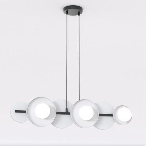 Lampada a sospensione Model in acciaio grigio e vetro
