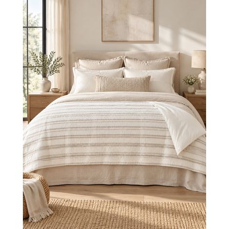Bout de lit 90 x 220 cm 100% coton texturé TOM Naturel (1/4)