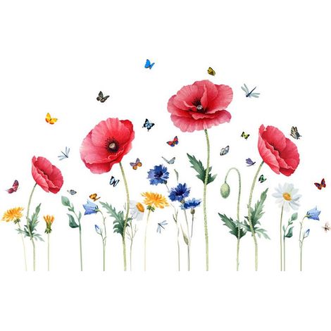 Stickers papillons et fleurs pour fenêtre et vitres, stickers muraux adhésifs statiques, décoration murale intérieure pour maison et appartement