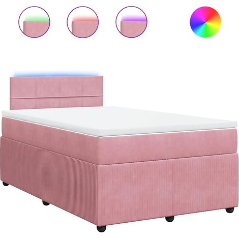 Maison Exclusive - Sommier à lattes de lit avec matelas rose 120x190 cm velours
