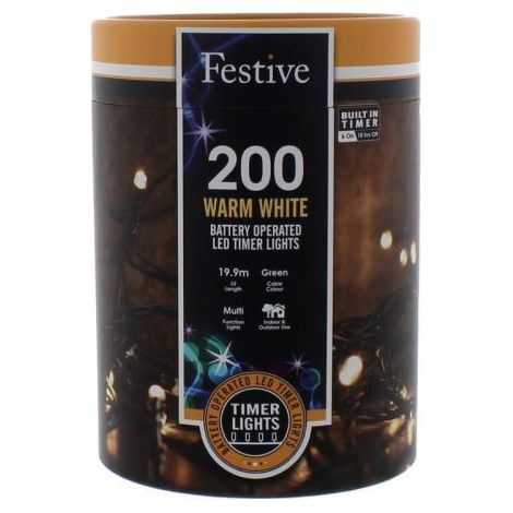 Timer string lights - Warm White - 200 LEDs (P032204)