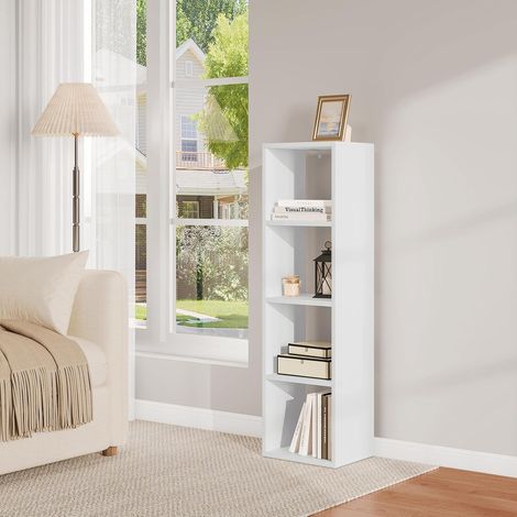 WOLTU Librería con 4 Niveles de Madera 30x106,5x23,5 cm, Blanco (1/5)