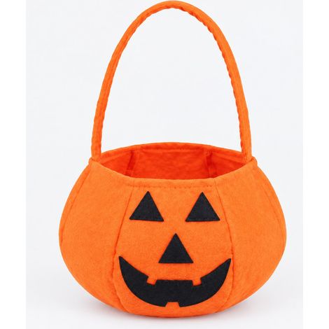 Sac de récolte bonbons citrouille, panier en feutre orange avec visage Jack-o'-lantern, accessoire enfant Halloween (1/5)