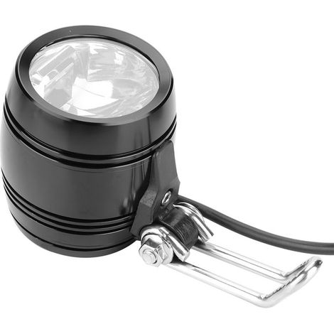 Phare avant vélo électrique LED avec klaxon 2 en 1 - Lumière puissante aluminium (Noir) (1/5)