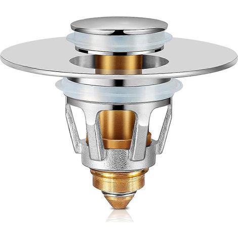 Bouchon de lavabo universel à clapet anti-retour, pour lavabos de 2,8 à 3,8 cm (norme américaine). (1/4)