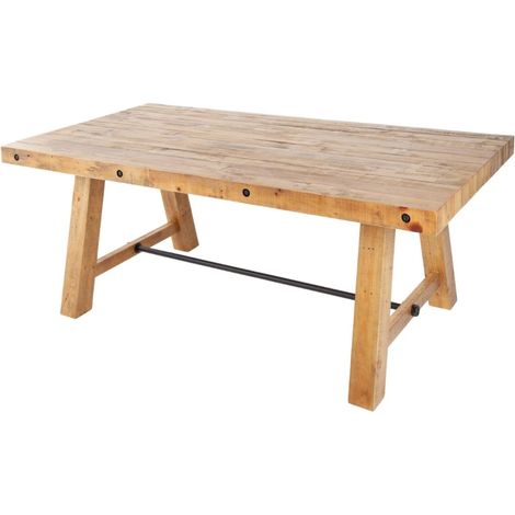 Mesa de comedor RANCHO – Rectangular 200 cm – Madera natural y metal – Estilo rústico