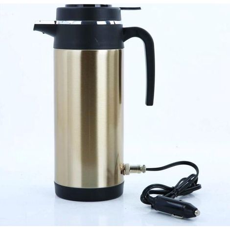 Bollitore elettrico da auto in acciaio inox color oro da 24 V (1200 ml) – Bollitore da viaggio di grande capacità con maniglia e spina accendisigari da 24 V (1/5)