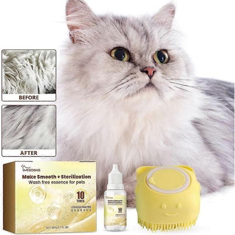 Brosse de bain portable pour animaux avec essences sans rinçage, masseur durable et léger pour chatons, chiots, chats et chiens (1/5)