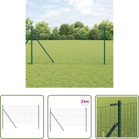 Terrassenzaun - Zaun mit Pfosten Grün 1,2 x 25 m Stahl und PVC (1/5)