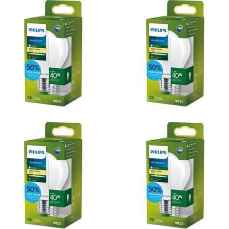 Philips Vorteilspaket E27 Ultra Efficient Standardlampe Klar 40W Nicht Dimmbar Warmweißes Licht - 4 Stück (1/3)