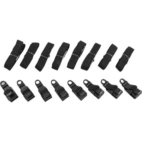Système de courroie de protection solaire pour piscine - Rouleau de bâche en nylon lourd - Installation sans outil - Pour tous les types de rouleaux - Noir - 176 cm - Grande piscine (pince 8 (1/5)