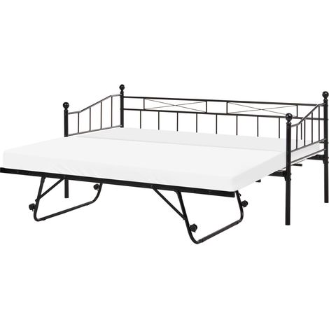 Trundle Bed Black Metal EU Small Single Size Kids Bedroom Guest Underbed Traditional Style LOUANNEC (1/5)