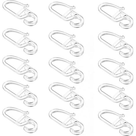 (100 Pcs) Crochets à Rideaux avec Œillets Ø 6 mm - Plastique Transparent pour Anneaux, Rails et Tringles - Accessoire de Rideaux (1/5)
