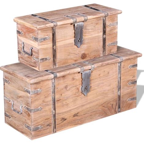 Maison Exclusive - Set 2 Pezzi Cassapanca in Legno Massiccio di Acacia