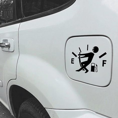 Assortiment d'autocollants humoristiques pour véhicules, autocollants « faible consommation d'essence » et étiquettes « jauge à essence vide » pour voitures, camions, motos et SUV (noir) (1/5)