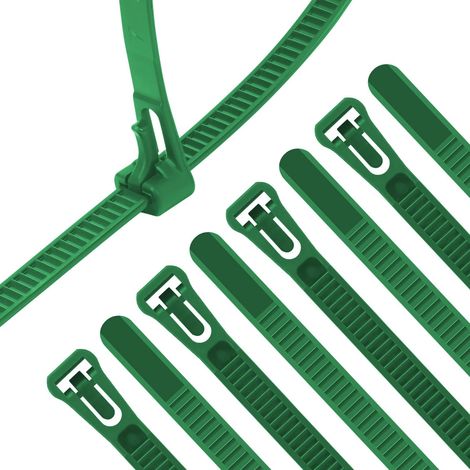 100 Pièces Collier de Serrage Vert Plastique Réutilisables, 400mm x 7.6mm, Attache Câble Colorées, Serre Câbles Nylon, Colliers Serre-Cable Résistant aux UV (1/5)