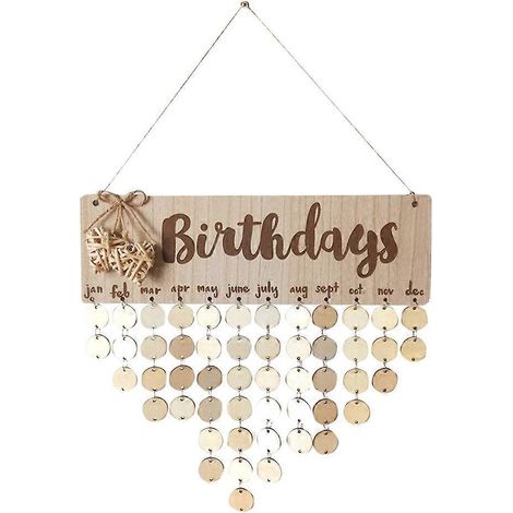 Rondelles de bois brut, panneau décoratif suspendu, calendrier, tableau suspendu, calendrier d'anniversaire-40.00X12.00X0.50CM
